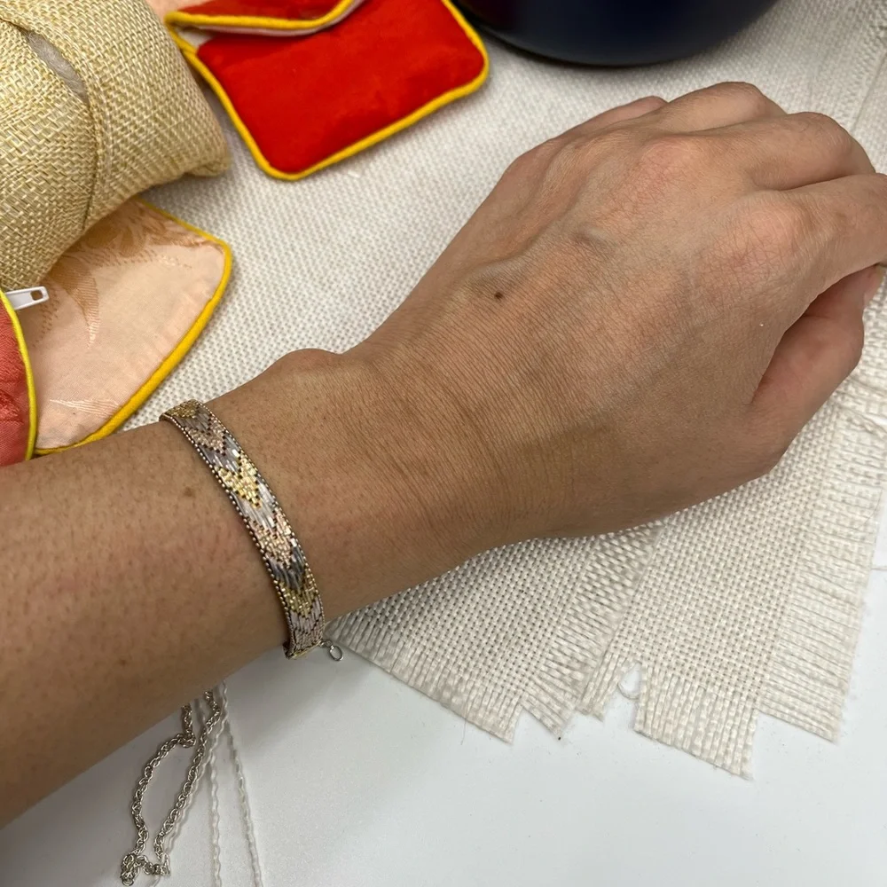 ✨ Vintage Italian Sterling Silver Chevron Mesh Bracelet – 7” | 18g ✨ - Picture 5 of 13
